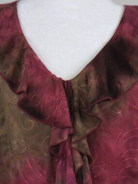 Cato Women's Multicolored 3/4-Ruffled-Sleeve V-Neck Pullover Blouse Size L C2012